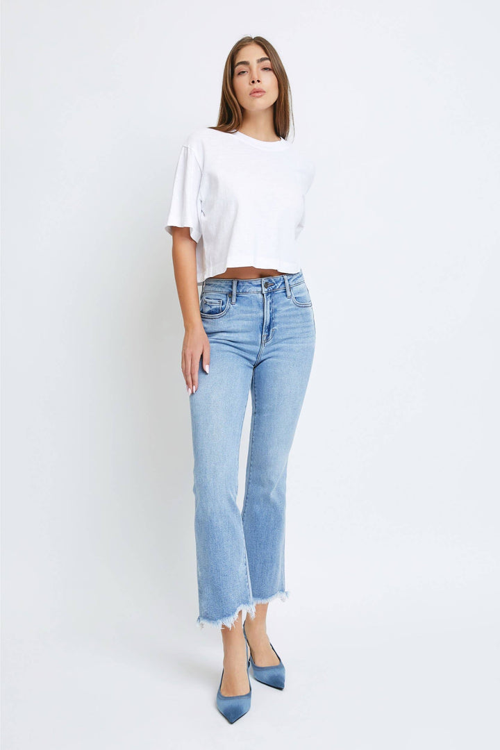 Hidden Happi Clean Frayed Hem Crop Flare - Modish Maven Boutique