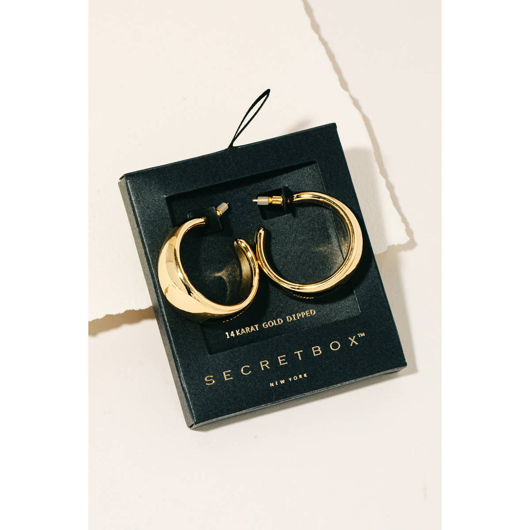 Gold Dipped Wide Beveled Hoop Earrings - Modish Maven Boutique