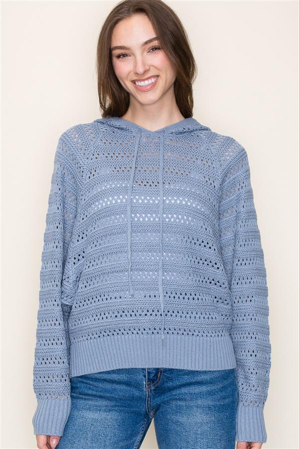 Crochet Dolman Sleeve Hoodie - Modish Maven Boutique