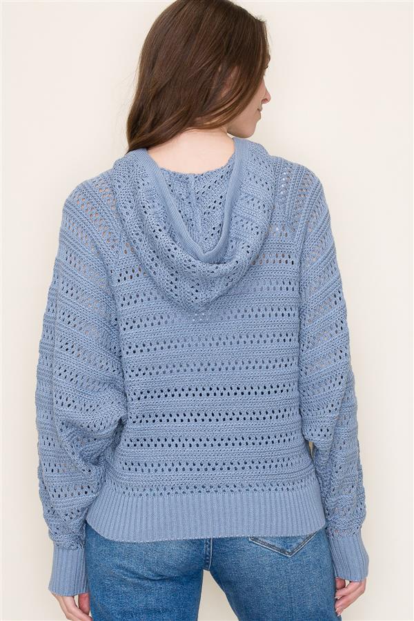 Crochet Dolman Sleeve Hoodie - Modish Maven Boutique