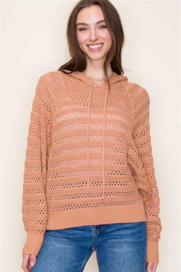 Crochet Dolman Sleeve Hoodie - Modish Maven Boutique