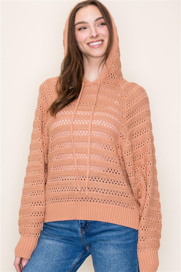 Crochet Dolman Sleeve Hoodie - Modish Maven Boutique