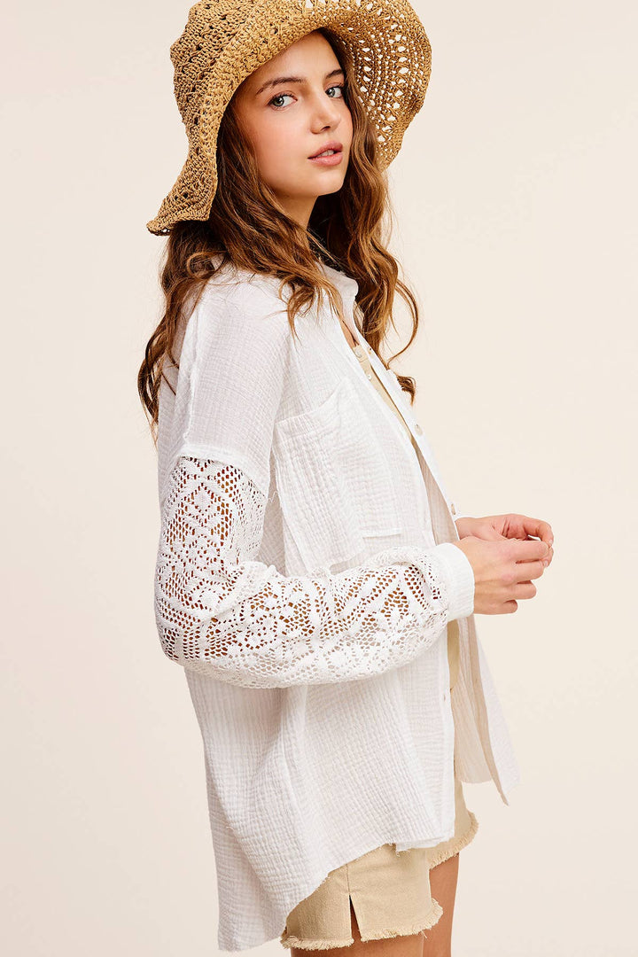 Spring Summer Solid Gauze Shirt - Modish Maven Boutique