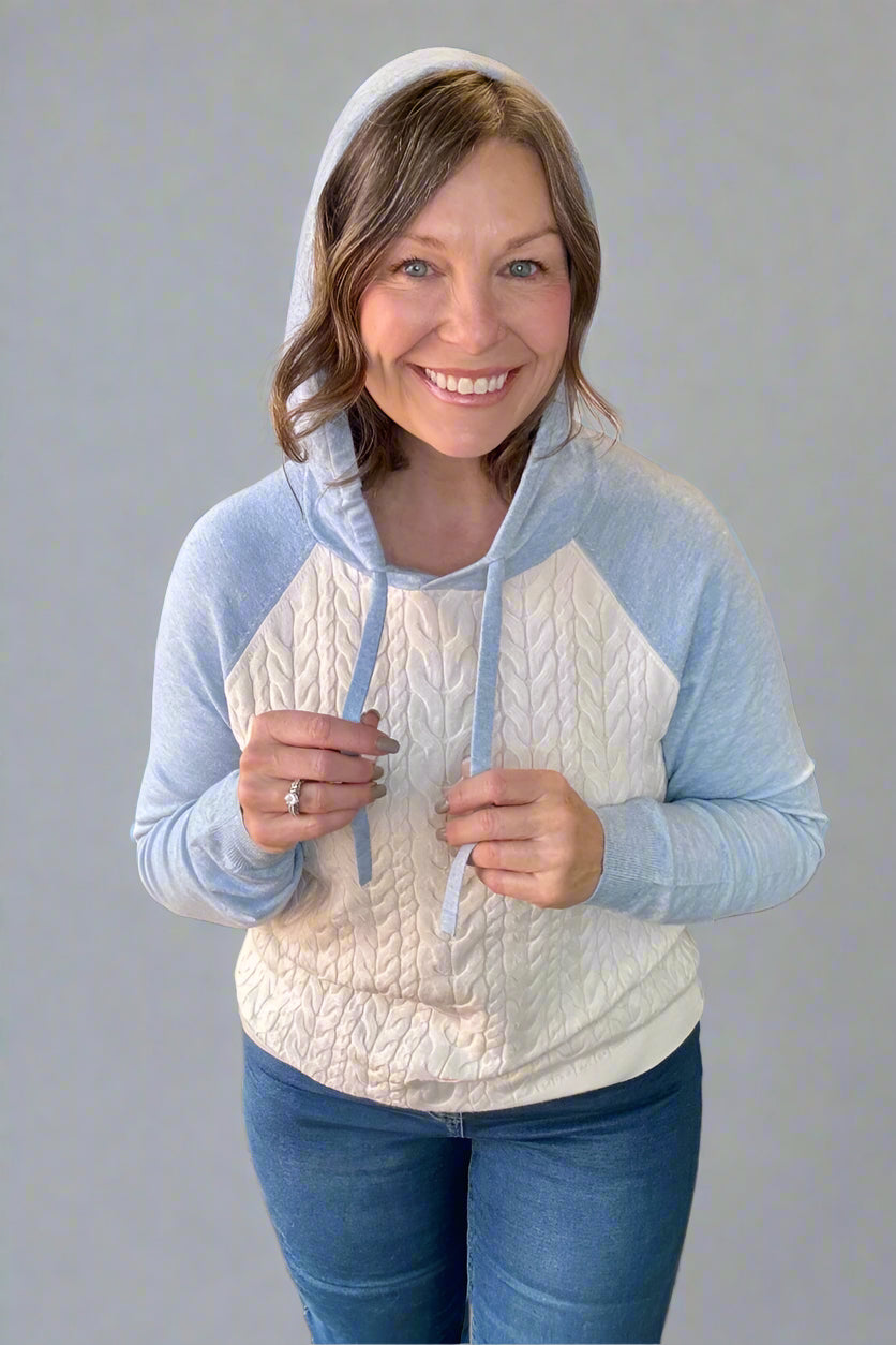 Two - Toned Knit Hoodie Sweater - Modish Maven Boutique