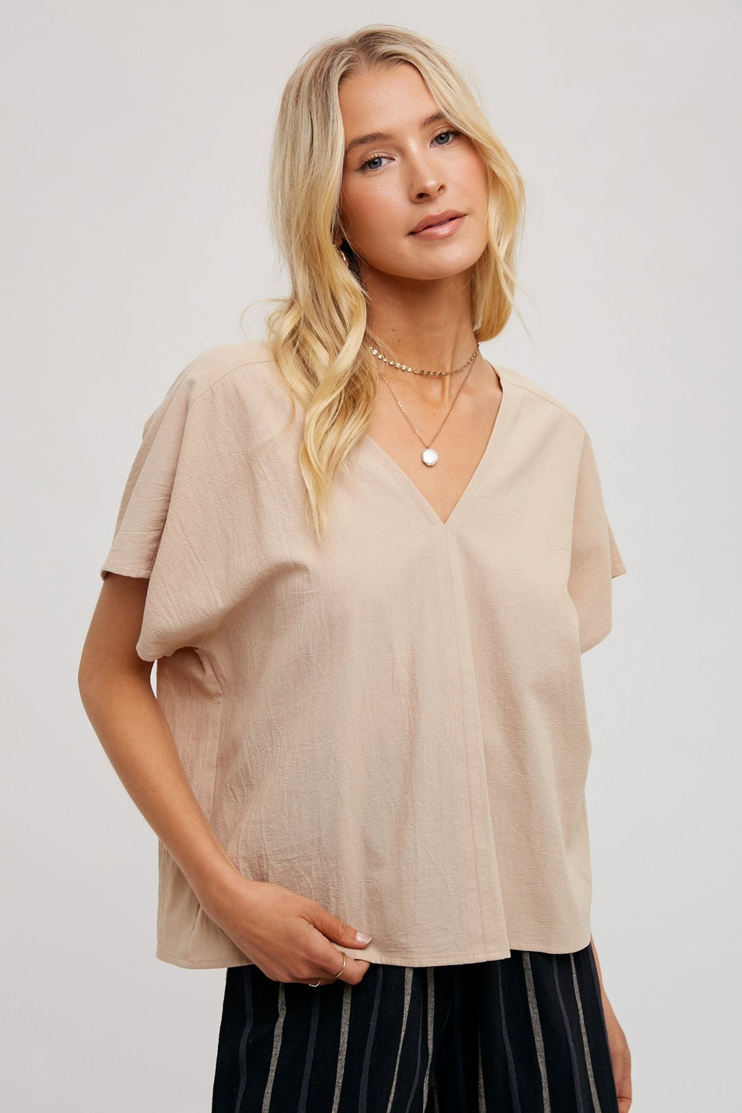 V-Neck Dolman Sleeve Top - Modish Maven Boutique