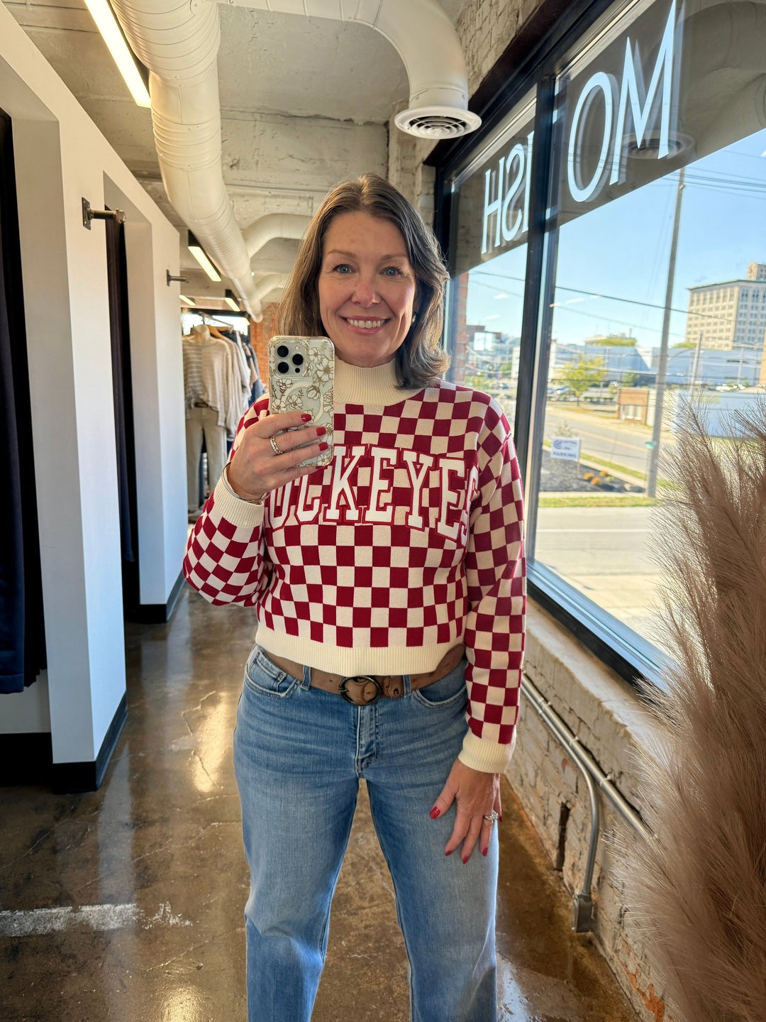 Ohio State Checkerboard Sweater - Modish Maven Boutique