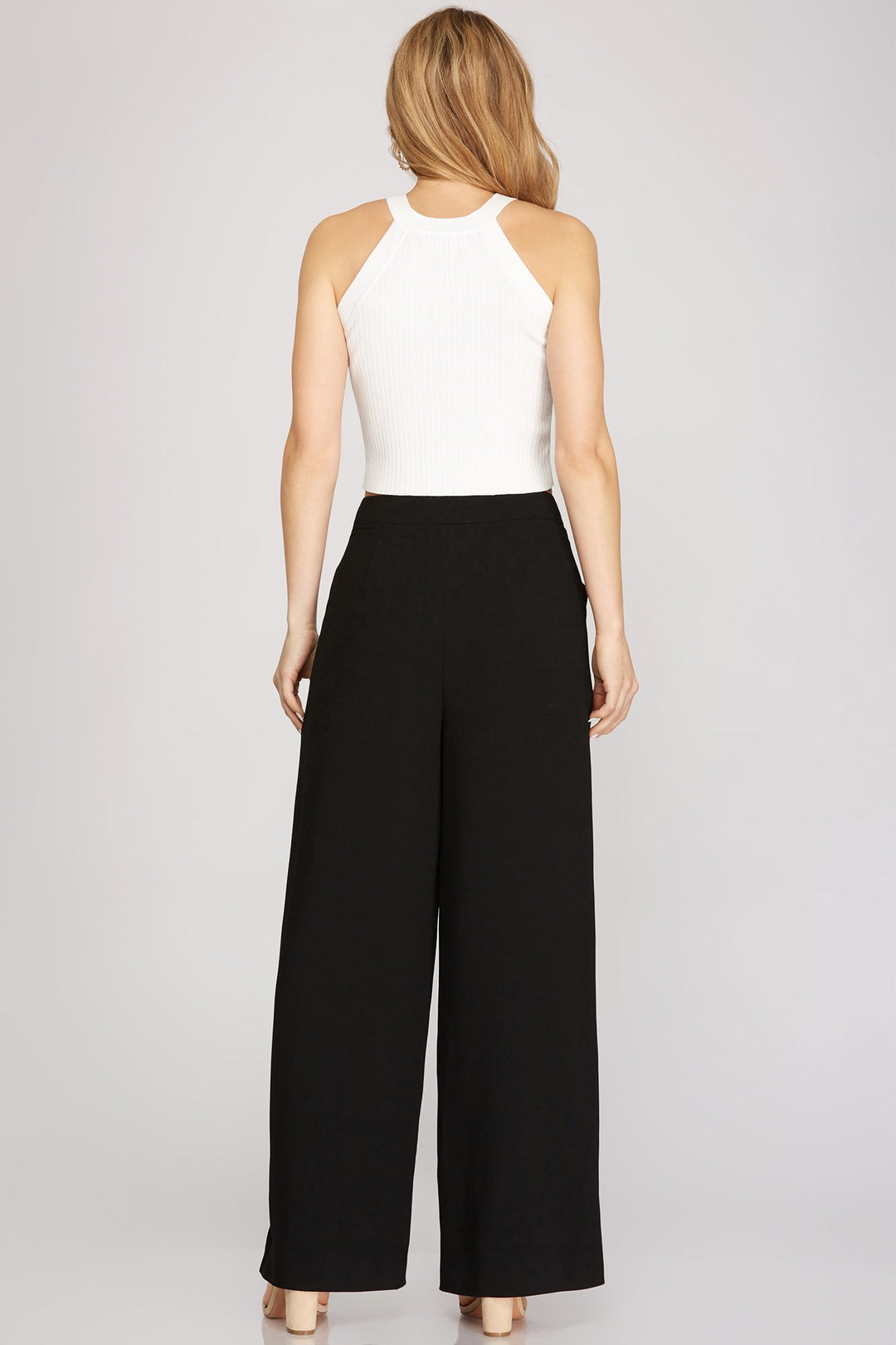 Woven Wide Leg Pintuck Pants