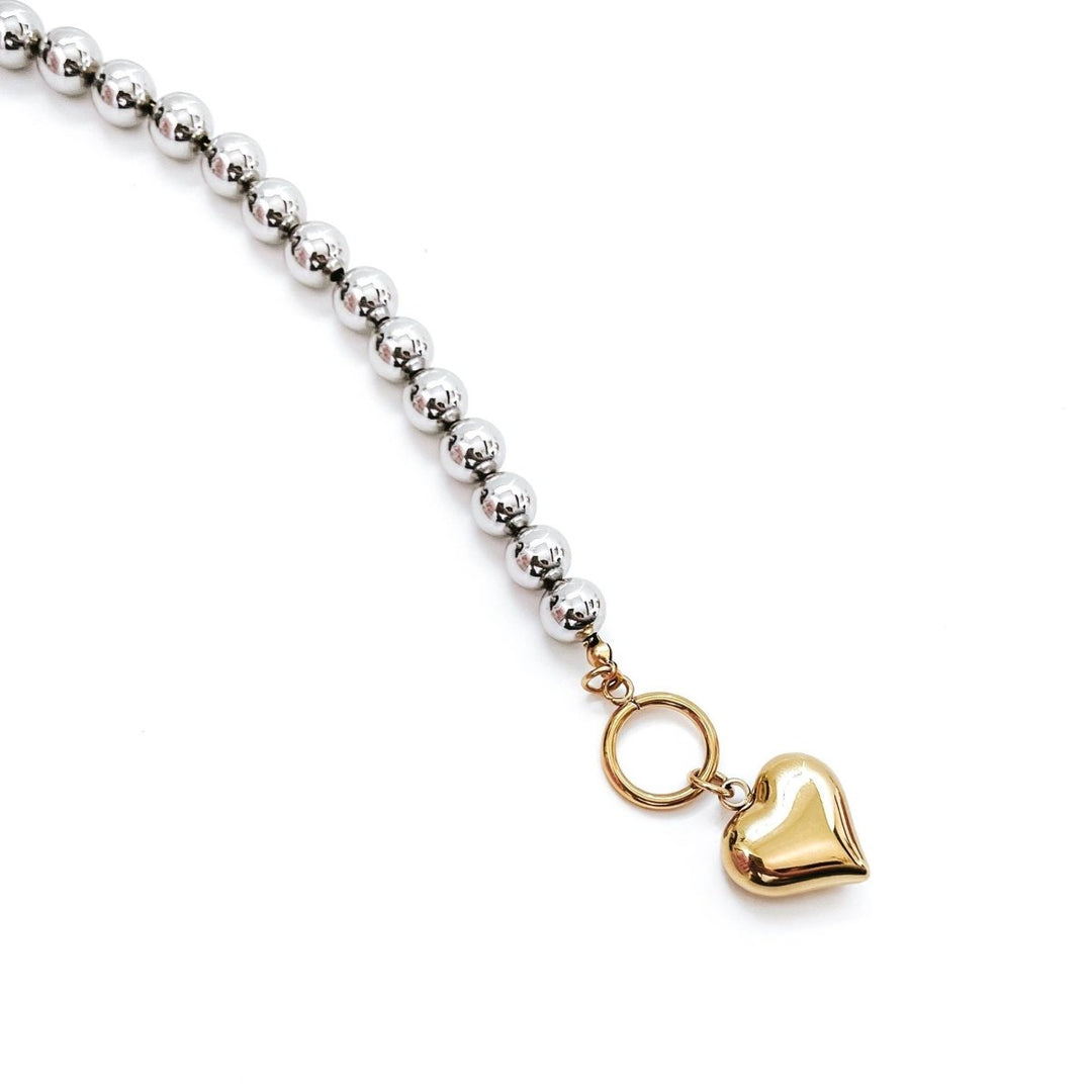 Silver Beaded Gold Heart Bracelet - Modish Maven Boutique