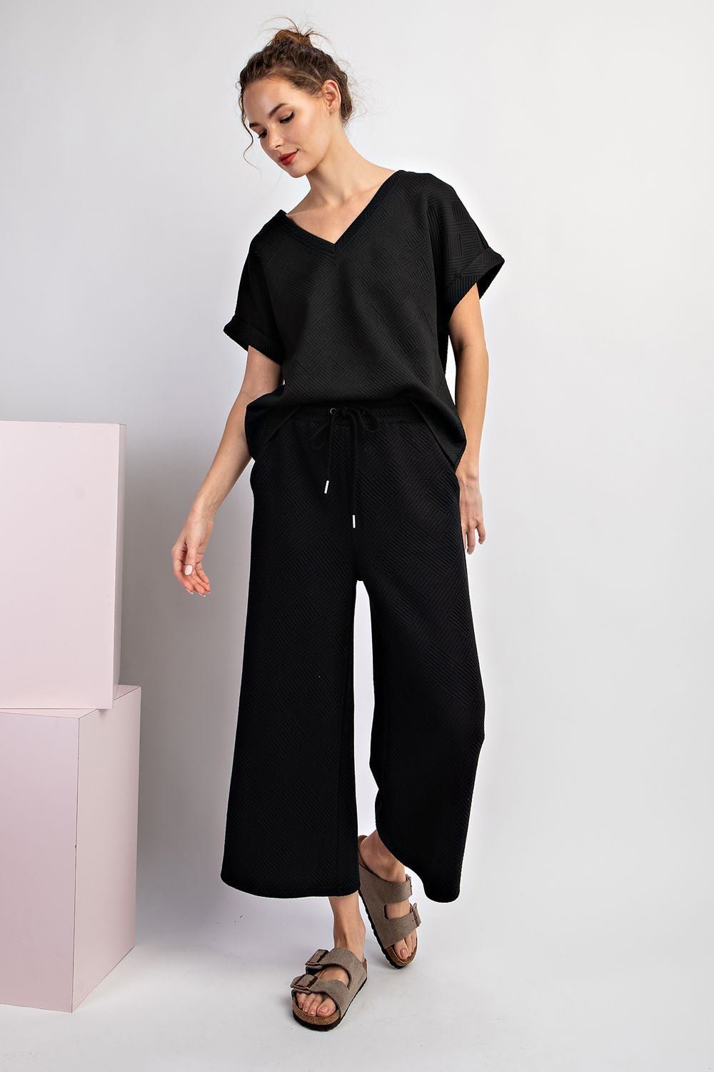 Textured Relaxed Pants - Modish Maven Boutique