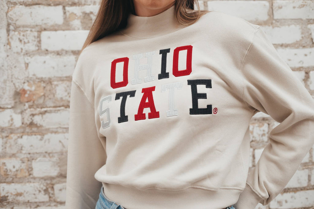 Ohio State Embroidered Mock Neck