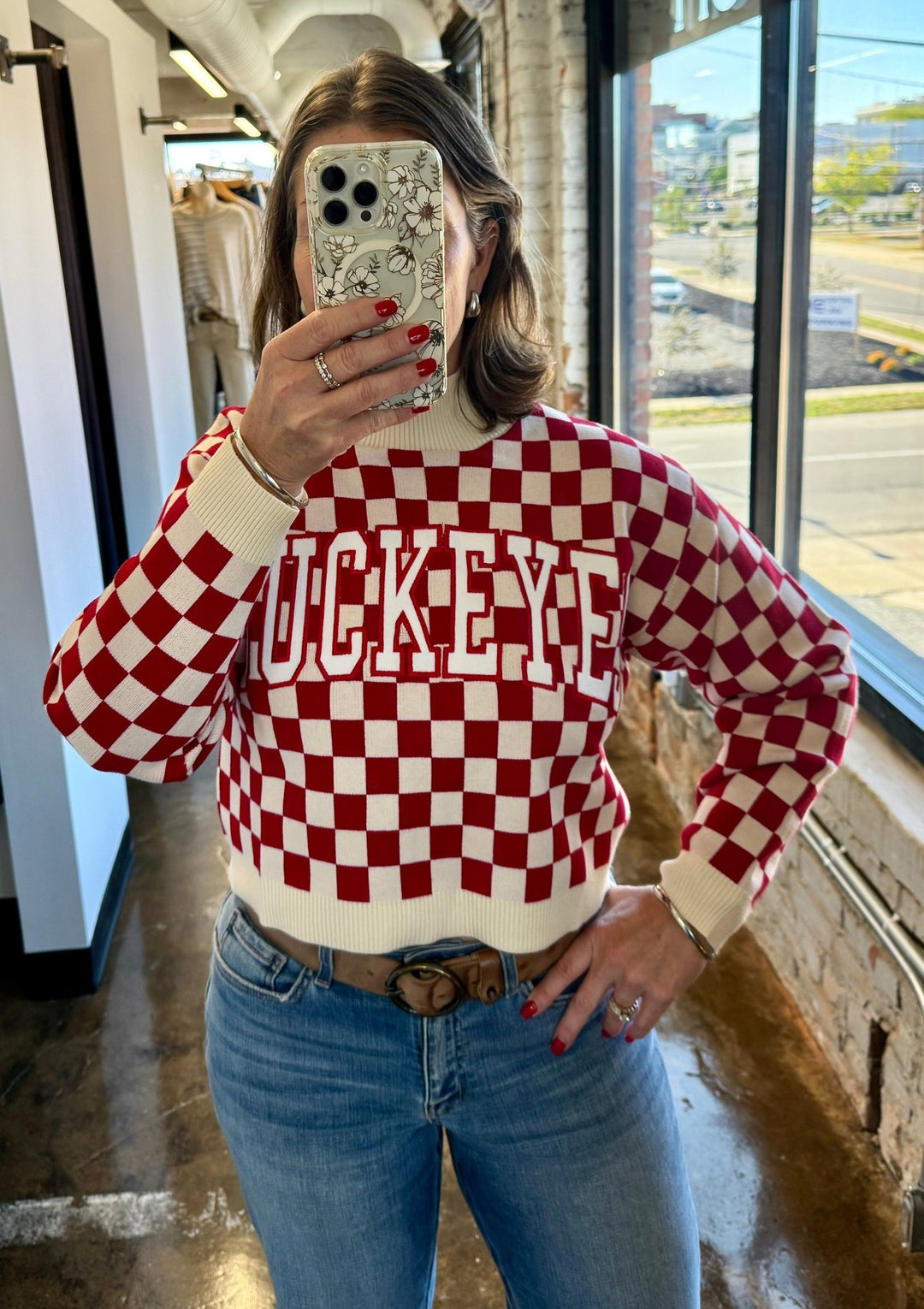 Ohio State Checkerboard Sweater - Modish Maven Boutique