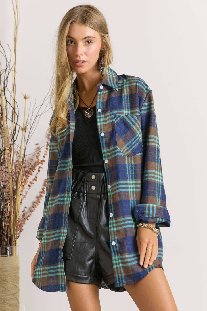 BUTTON DOWN PLAID SHIRT - Modish Maven Boutique