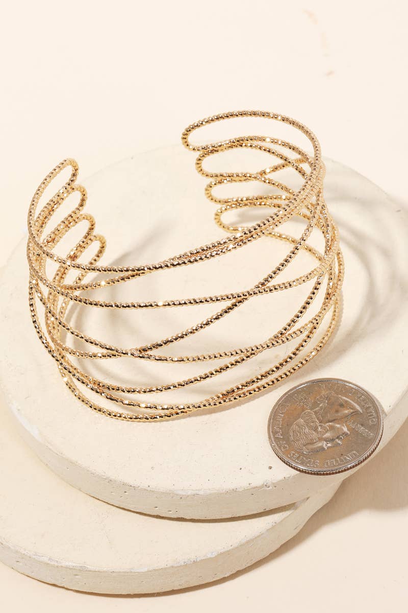 Multi Strand Metallic Cuff Bracelet