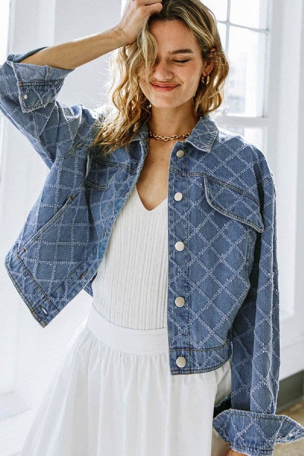 Textured Denim Jacket - Modish Maven Boutique