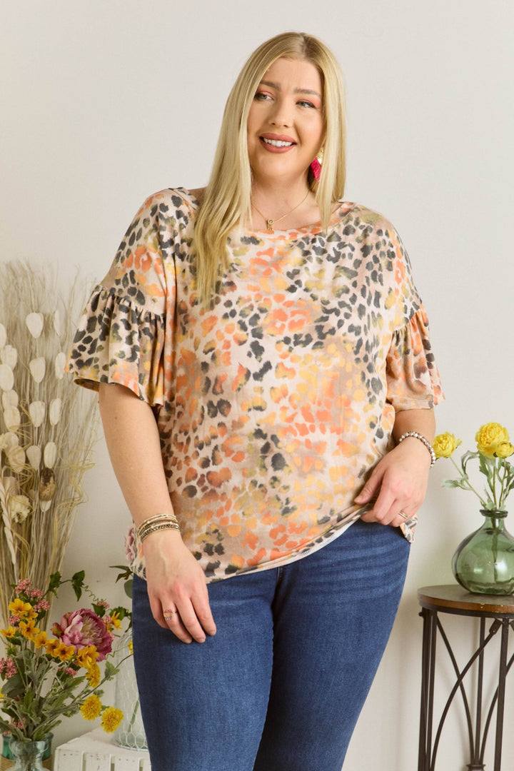 RUFFLE SLEEVE LEOPARD TOP - Modish Maven Boutique