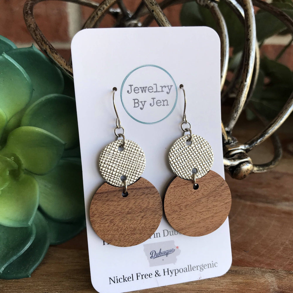 Round Wood & Silver Earrings - Modish Maven Boutique