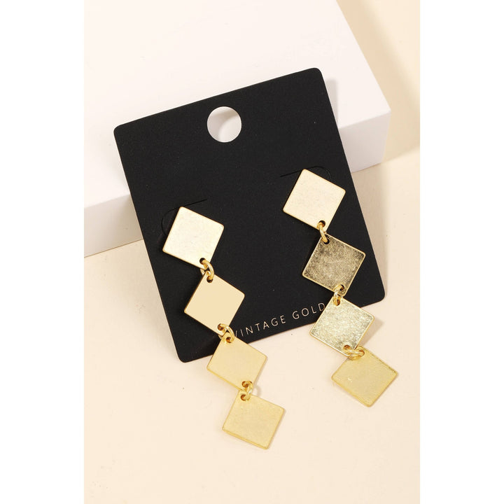Gold Dipped Square Chain Dangle Earrings
