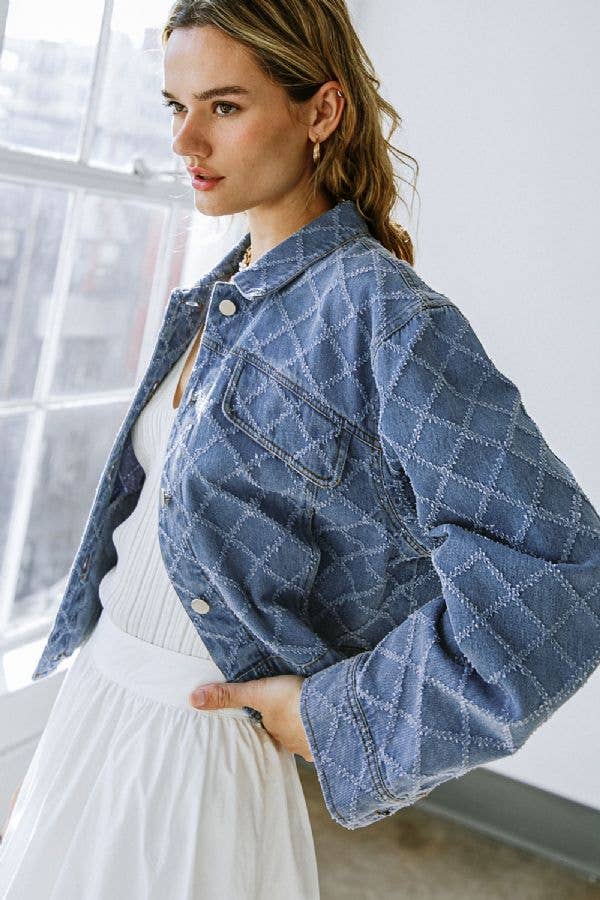 Textured Denim Jacket - Modish Maven Boutique