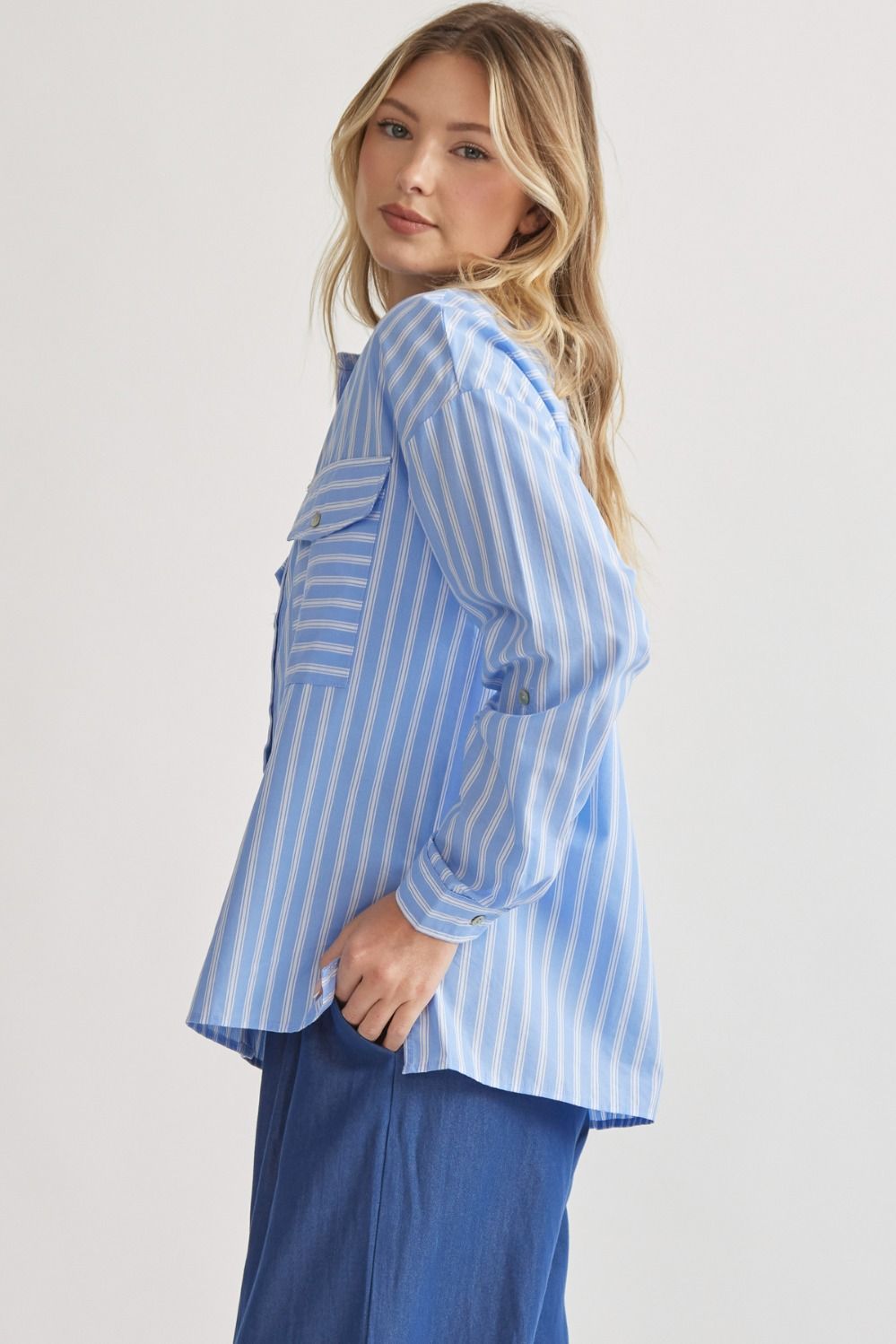 Striped Button Up Top - Modish Maven Boutique