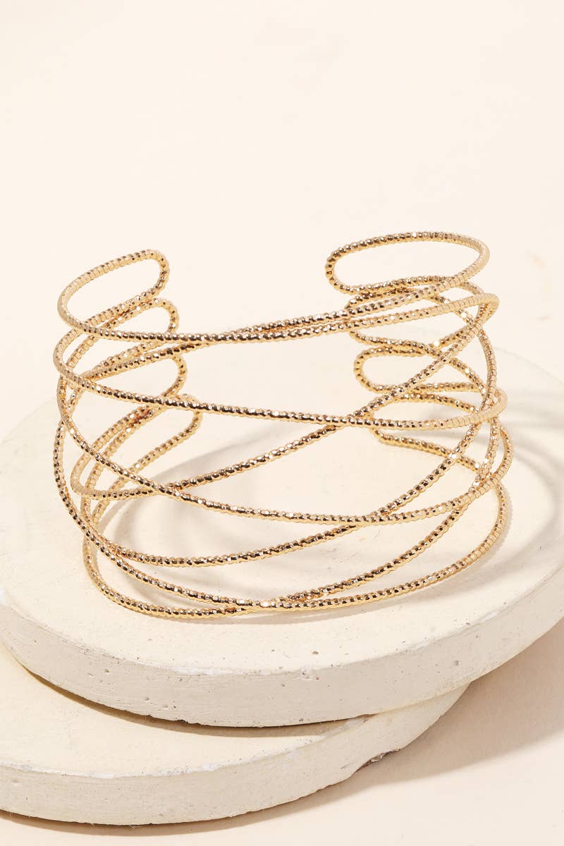 Multi Strand Metallic Cuff Bracelet