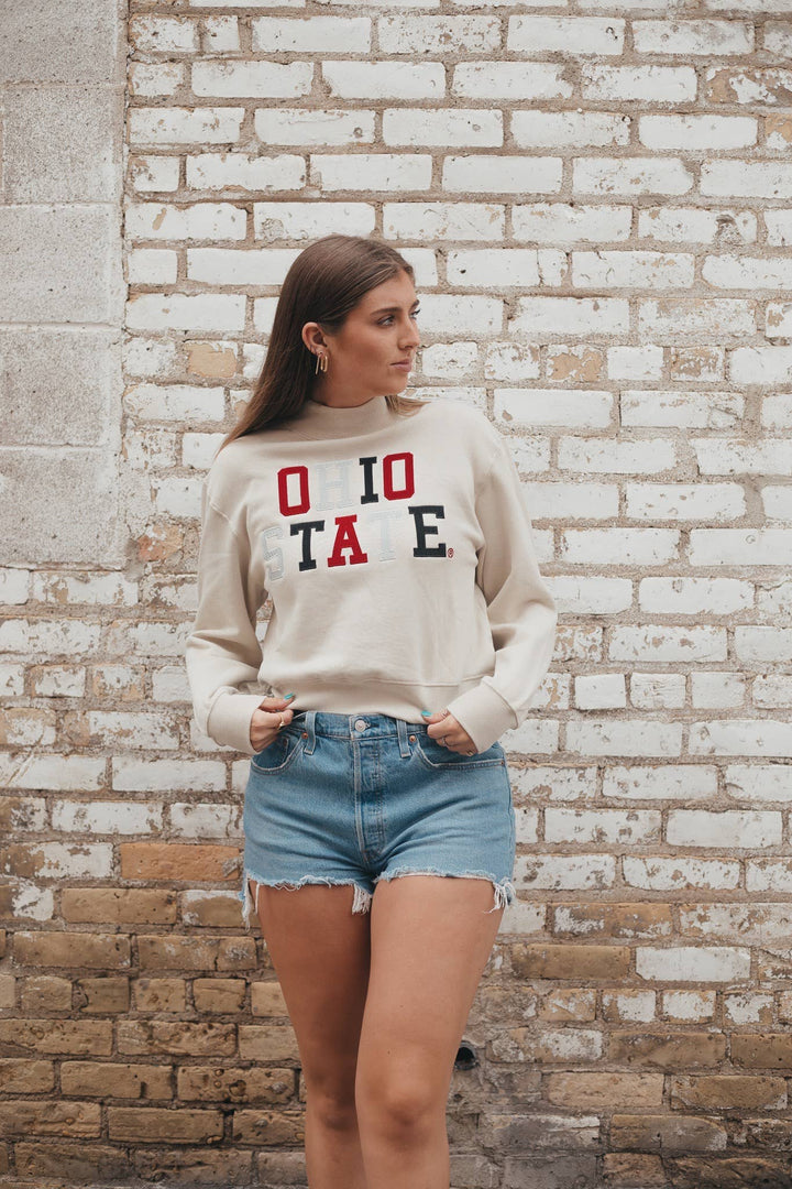 Ohio State Embroidered Mock Neck